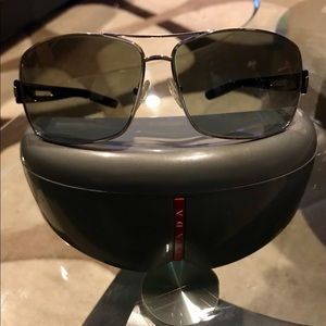 MENS PRADA SPR541 SILVER SUNGLASSES RETAIL $265.00